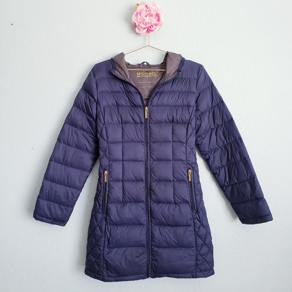 michael kors navy blue puffer coat